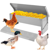 Treadle Chicken Feeder with Weatherproof Lid Rat Proof Chicken Feeder Metal Chicken Feeder for Chickens Ducks and Geese