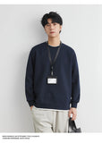 Men's Long Sleeve Casual Hoodie Loose Fit Round Neck White Top For Spring Autumn Versatile Sweatshirt Trendy Brand Men's Wear