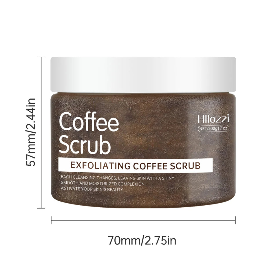 Hllozzi 200g coffee body scrub deep cleansing exfoliating cocoa plant squalane moisturizing