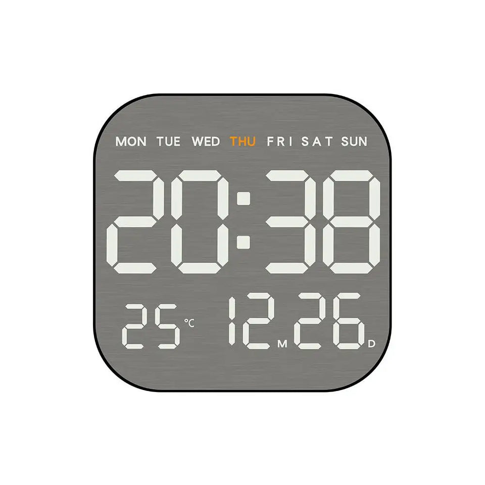 Metal Brushed Wall Clock Multifunctional Electronic Clock LED Electronic Alarm Clock Minimalist Alarm Clock LED Electronic Clock