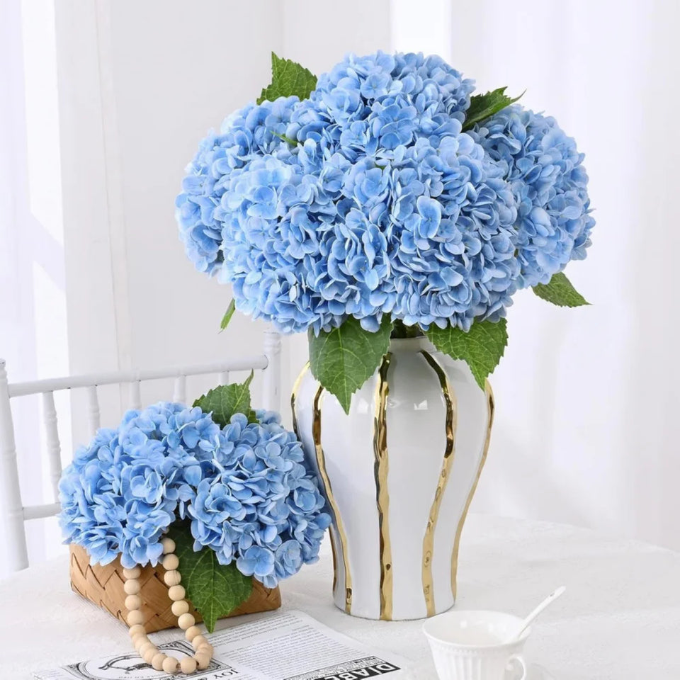 4pcs Large Hydrangea Artificial Flowers Blue Green Artificial Hydrangea Flower Branches Wedding Bouquet Flower 45cm/17.71in