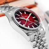 ADDIESDIVE AD2073 Men's Business Watch Sapphire Glass Stainless Steel Quartz Wristwatches Gradient Red Dial Watches Reloj Hombre