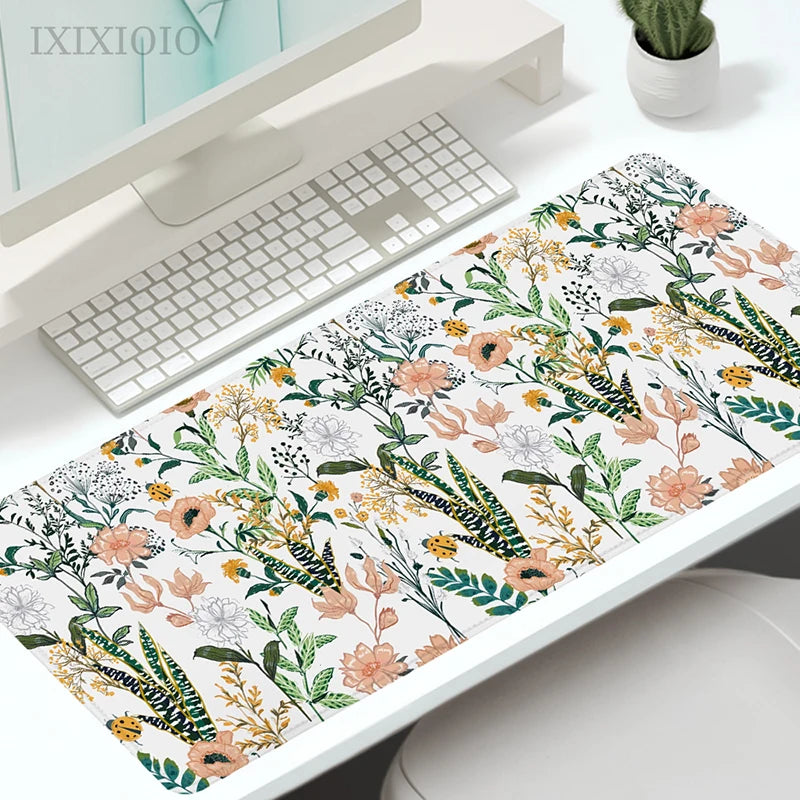 Mouse Pad Gaming Green Plant Leaves XL Custom Computer Mousepad XXL Playmat Natural Rubber Office Carpet Soft Desktop Mouse Pad
