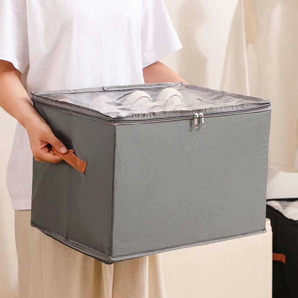 Foldable Shoes Storage Organizer 12 Grids Visible Jeans Clothes Storage Boxes Dust-proof Closet Shoe Storage Containers