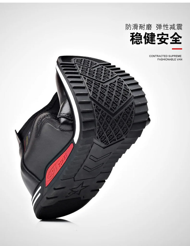 2024 Autumn New Casual Shoes For Men Fashionable Inside Increased High 6cm Lazy Shoes Rubber Shoe Sole Polyamide Leather Shoe