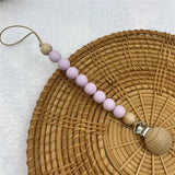 Beech Wood Chew Silicone Bead Pacifier Clips Dummy Chain Holder Newborn Soother Chains Nipple Holder Baby Teething Toys Gifts