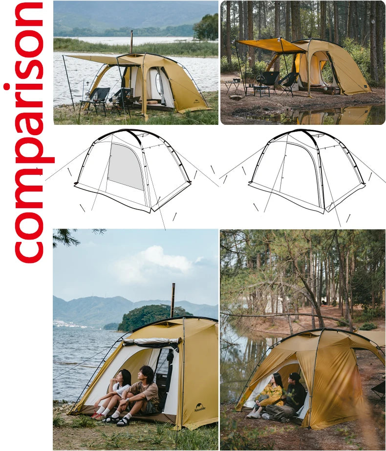 Naturehike Dune 7.6 Camping Tent 2 People 4 Season Tent Ultralight PU2000mm Outdoor Travel iking Tent With Chimney Screen Window