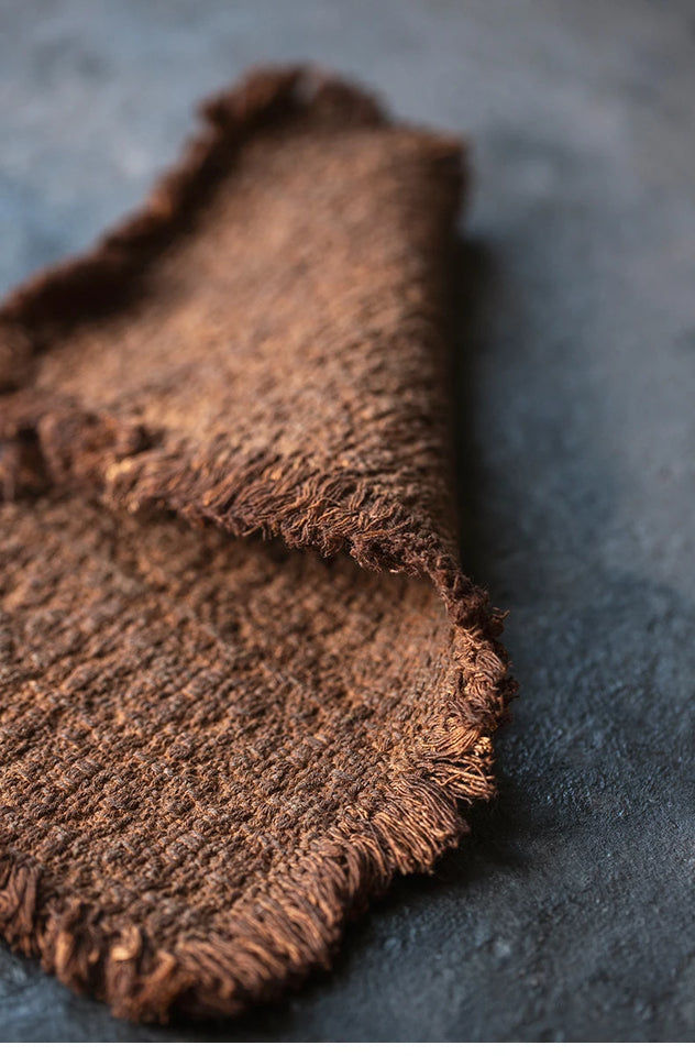 Tea mat, pure handmade plant table runner, pure cotton, thick coarse dry soaking, retro wabi-sabi tea ceremony accessories