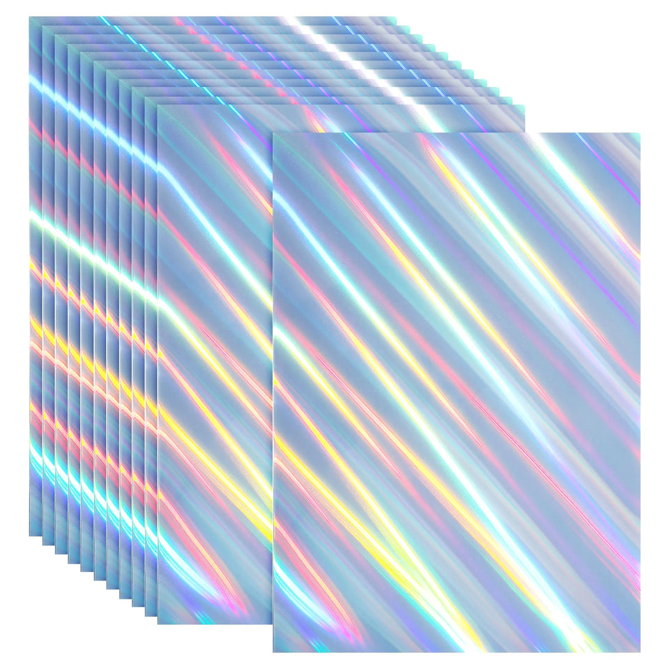 12Sheets Printable Holographic Sticker Paper Vinyl Sticker Paper A4 Waterproof Quickly Stickers for Laser Printer Inkjet Printer