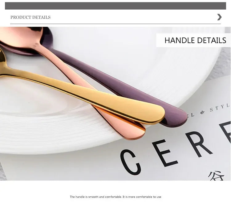 8 Colors Tea Spoons Stainless Steel Coffee Spoon High Quality Dessert Cake Fruit Spoons Gold Small Snack Scoop Dinnerware Tools