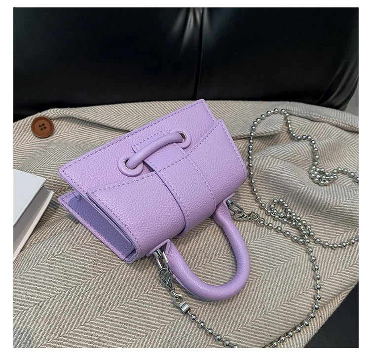 Women Mini Handbag Korean Style Chic Solid Texture Chain Crossbody Bag Ladies Summer High-Grade New Lipstick Commuter Bags