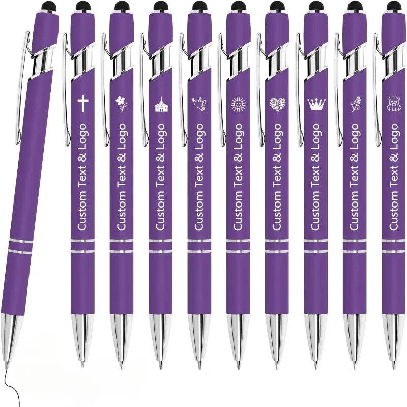 10 pcs Bulk Custom Pens Personalized with Name Engraved Text/Logo Stylus Tip Black Ink Options for Events & Promotions 10/1 pcs