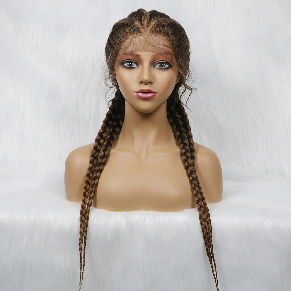 KIMA New Arrival 26 Inches Braided Wigs Synthetic Lace Front Hair Wig With Baby Hair for Black Women