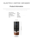 Portable Electric Coffee Grinder with USB Charging Adjustable Ceramic Grinding Core Long Endurance for Outdoor Travel