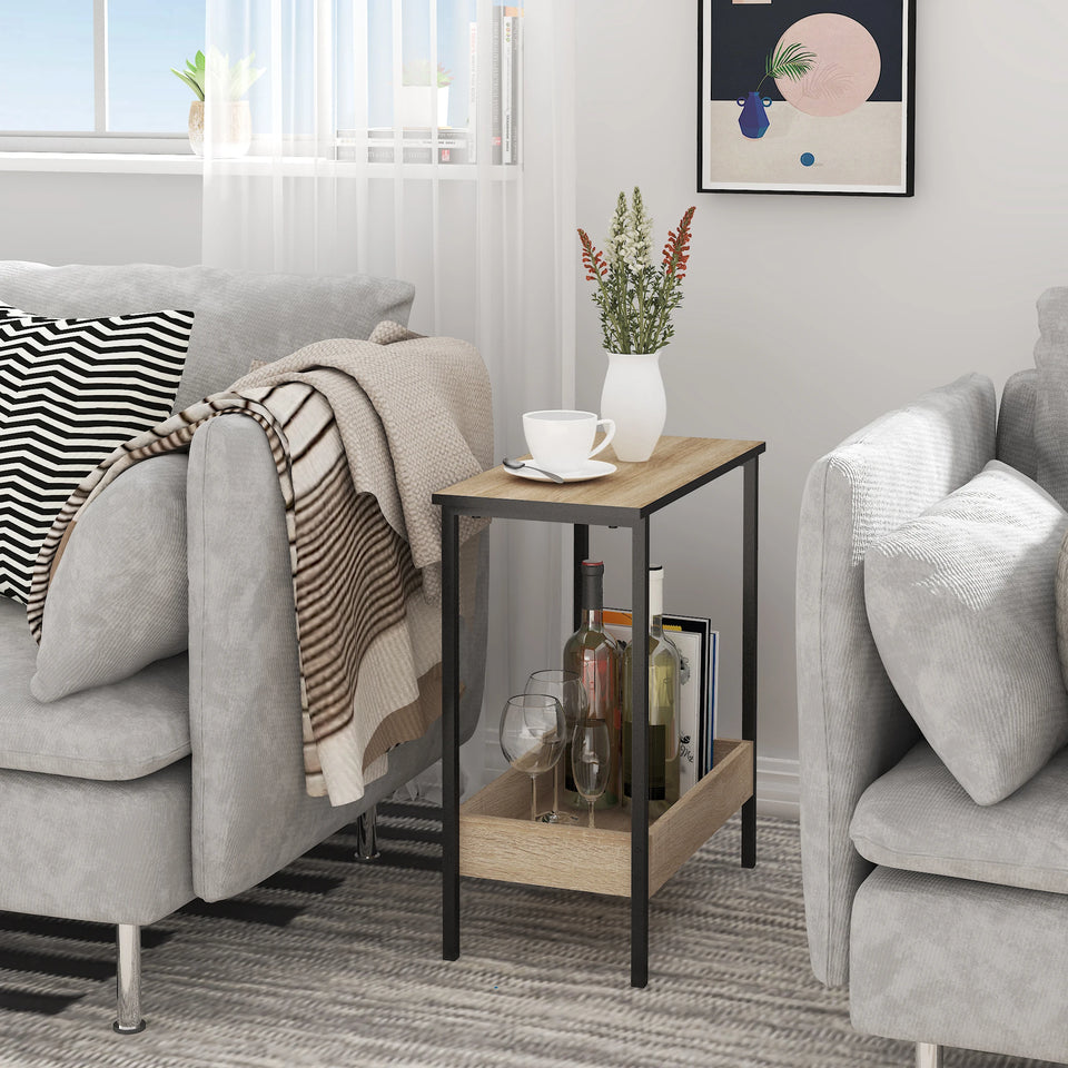 WOLTU Side Table Coffee Table with 2 Shelves Sofa Console Table with Storage Space for Corner Living Room Bedroom