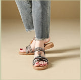 Women's sandals summer bohemian one line elegant slimming anti slip comfortable daily vacation flat beach shoes