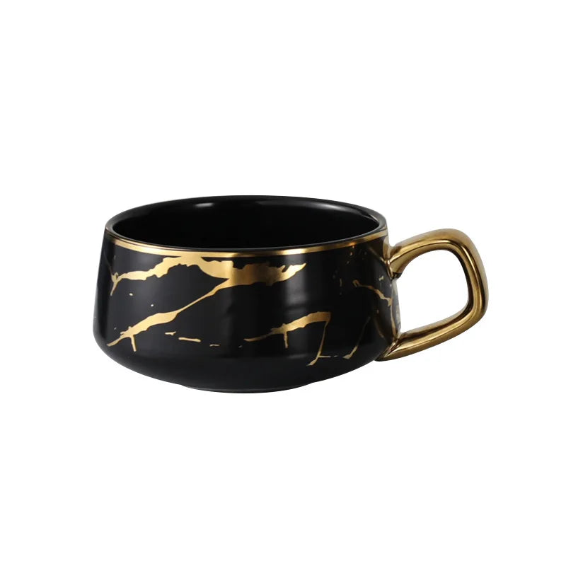 Nordic Marble Textured Ceramic Coffee Cup Creative Office Home Mug with Lid Couple Afternoon Tea Coffee Cup Set Holiday Gift