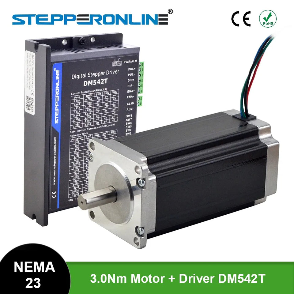 STEPPERONLINE Nema 23 Stepper Motor Open Loop Kit 3Nm 113mm and Driver DM542T for CNC Engraving Milling Machine
