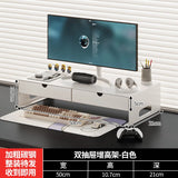 Carbon Steel Monitor Stand with Drawer Desktop Riser Shelf for Computer Office Desk Organizer Ergonomic Workspace Solution