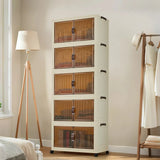 3/4/5-Tier Foldable Storage Cabinet with Lids & Wheels, Stackable Plastic Organizer for Closet, Bedroom, Office & Kitchen