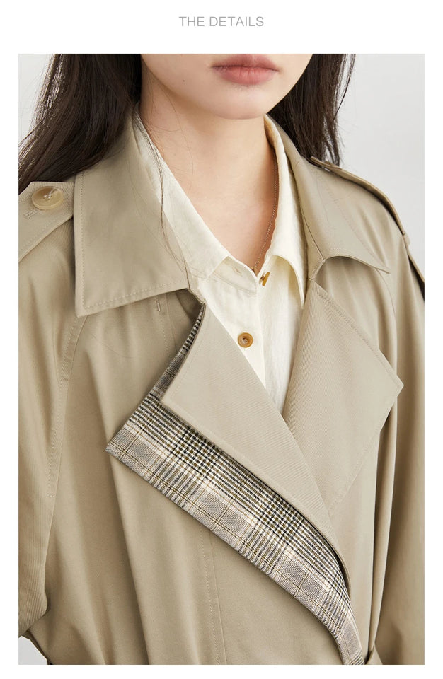 CHIC VEN Women Long Trench Coat Loose Casual New Plaid Patchwork Female Windbreaker Office Ladies Outerwear Spring Autumn 2025