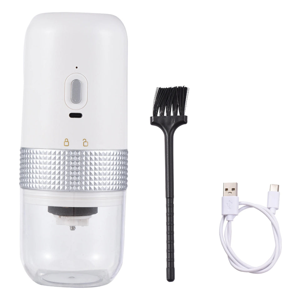 Portable Electric Burr Coffee Grinder 13W 200ml USB Rechargeable Adjustable Setting Cordless Coffee Bean Grinder with Cleanin