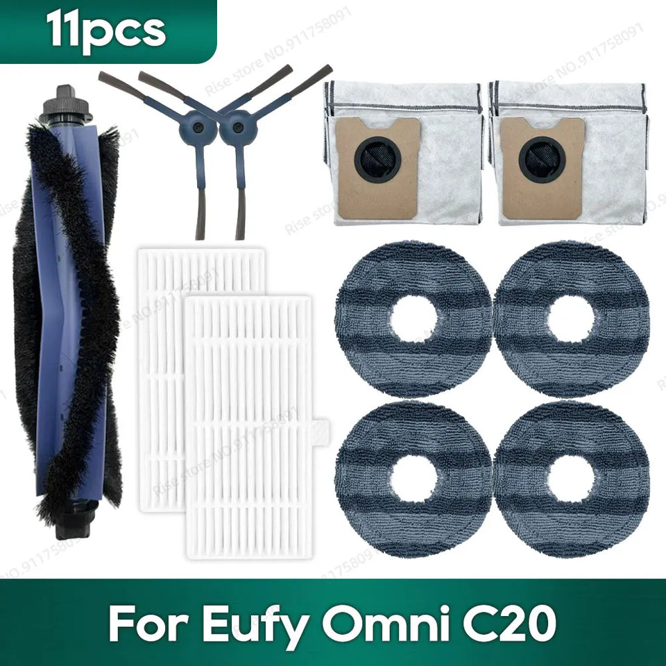 Compatible for Eufy Omni C20 Accessories Dust Bag Hepa Filter Roller Side Brush Mop Cloth Spare Parts
