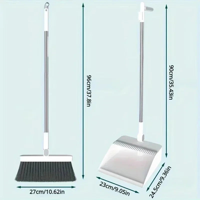 Foldable Broom and Dustpan Set, Compact Wall Mountable with Extra Stiff Bristles for Easy Storage & Cleaning