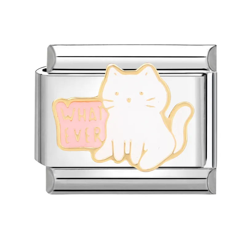 Cute Cats Flowers Planet Coffee Milk Cake Mountain Italian Charm Links Fit 9mm Stainless Steel Bracelet DIY Jewelry Making Gifts
