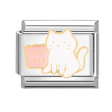 Cute Cats Flowers Planet Coffee Milk Cake Mountain Italian Charm Links Fit 9mm Stainless Steel Bracelet DIY Jewelry Making Gifts