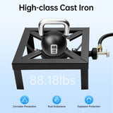 Portable Double Burner Outdoor Gas Stove Propane Cooker with Adjustable 0-10Psi Regulator Hose for Patio Camping, BBQ, Home
