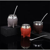 Creative Double Wall 260ml Stainless Steel Yerba Mate Tea Cup Tumbler Beer Pint Coffee Mug Gifts For Friend No Straw