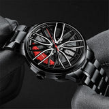 New Top Men Stainless Steel Watches Mens Car Wheel Hub Leather Quartz Watch For Male Military Sport Watch Relogio Masculino Hot