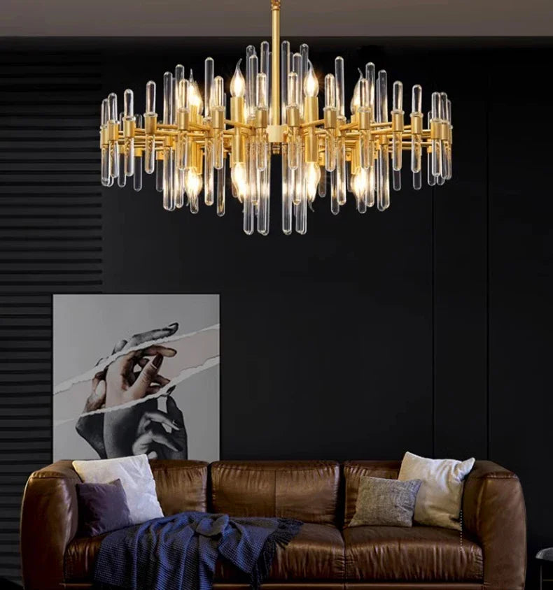 Modern restaurant luxurious smart crystal chandelier Gold round Living room interior decoration salon restaurant chandelier