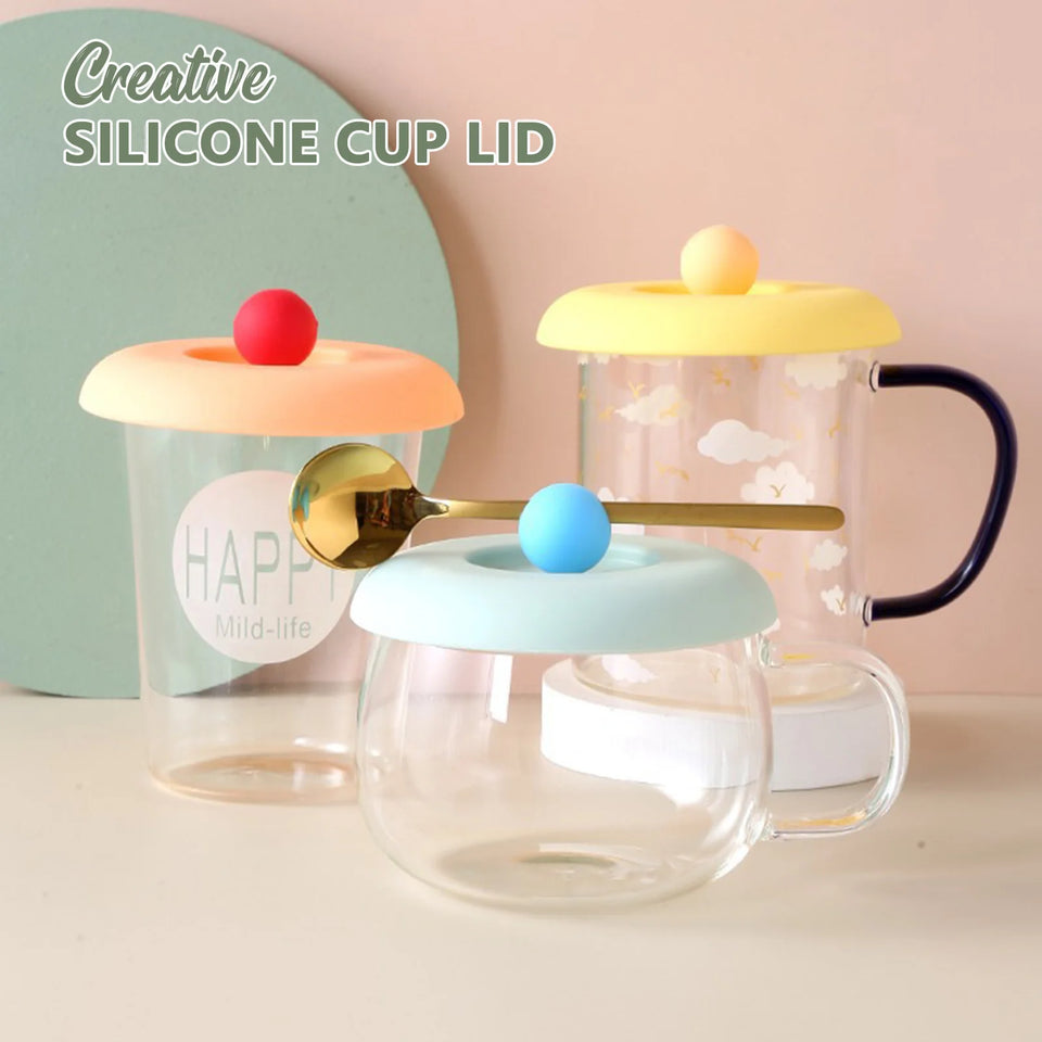 Silicone Cup Cover Round Tea Coffee Sealed Lids Anti-Dust Reusable Drink Covers Heat Resistant Mugs Cups Drinking Accessories
