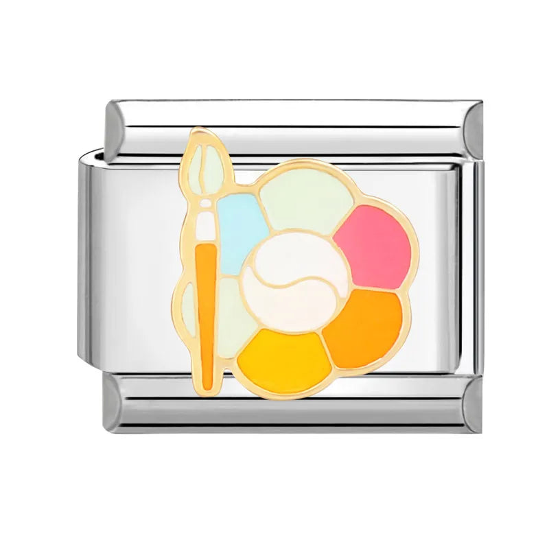 Cute Cats Flowers Planet Coffee Milk Cake Mountain Italian Charm Links Fit 9mm Stainless Steel Bracelet DIY Jewelry Making Gifts