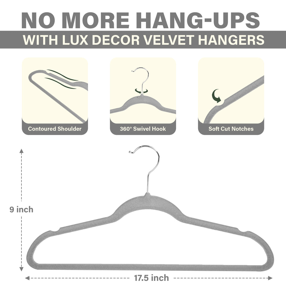 🇺🇸 USA Local Fast Shipping Lux Decor Velvet Hangers 50/100 Pack, Heavy Duty Non-Slip with 360° Swivel Hook for Clothes Coats