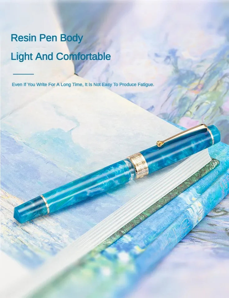 Asvine P20 Piston Fountain Pen M/F/EF Nib Galaxy Acrylic Patterns Golden Clip Smooth Writing Office School Supplies Stationery