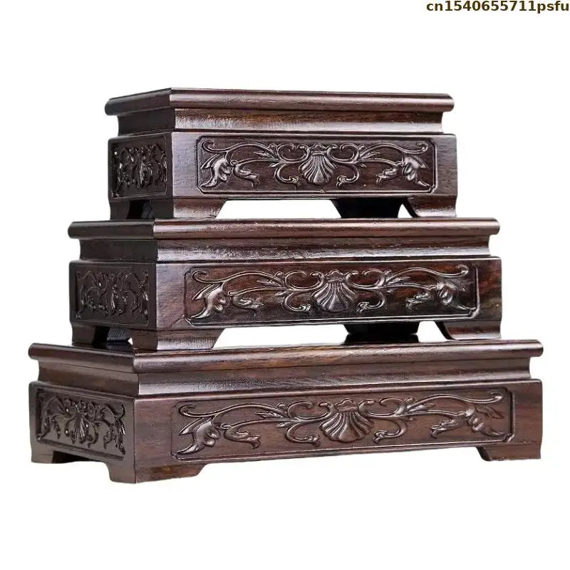 Premium Wooden Pedestal Display Shelf - Ideal for Bonsai Plants, Mini Flower Pots, Coffee/Tea Sets & Figurines | Standing Base