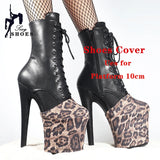 Leopard Print Suede Pole Dance Boots Overshoes Wear-Resist Women Sandals Pumps High-heeled Shoes Platform Protectors Cover Shoes