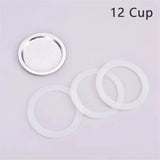 1 Set, 3pcs Silicone Gaskets and 1pc Aluminum Filter Moka Pot Coffee Bottle Replacement Compatible with 3/6/9/12 Cup Moka Expres