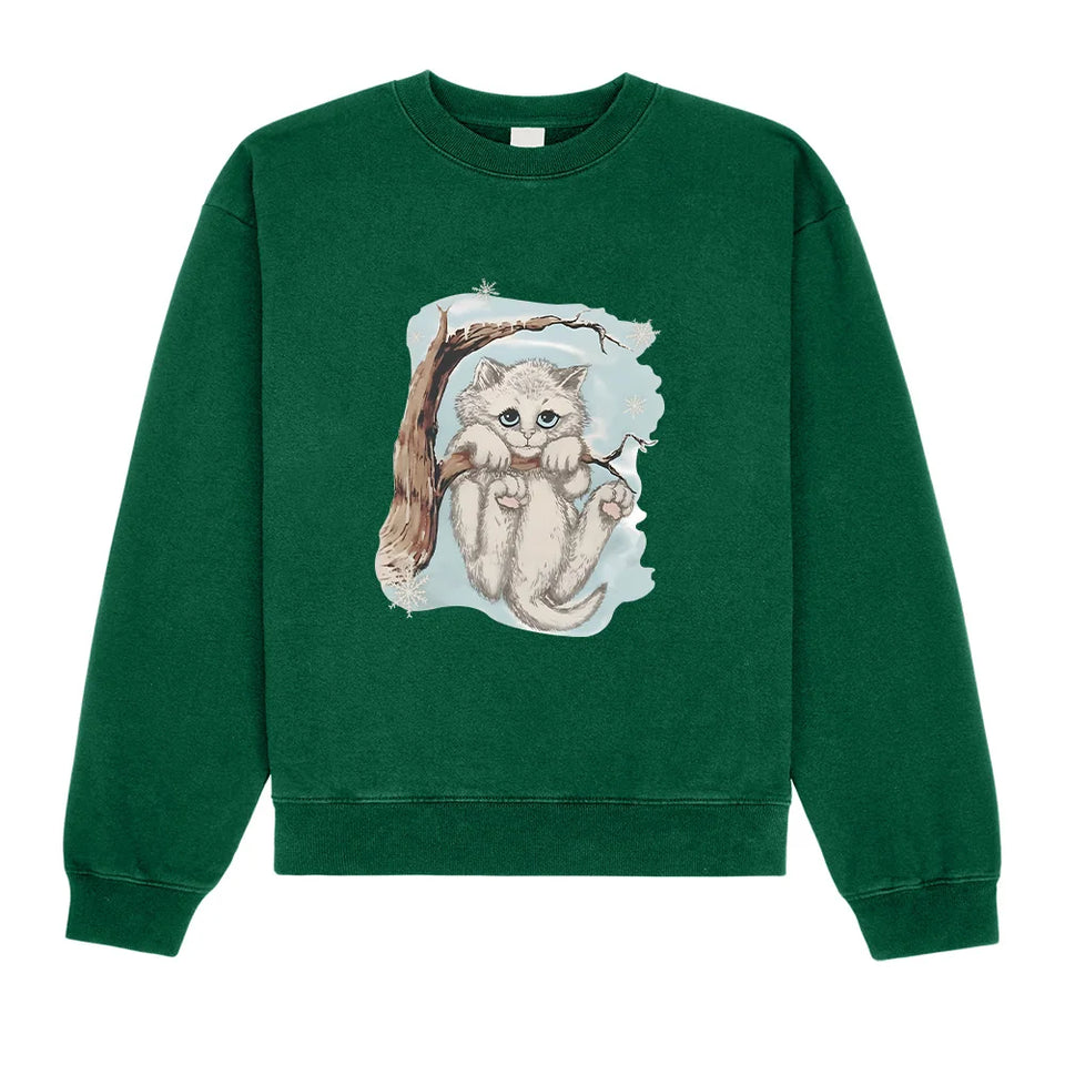 Opalite Kitten in Tree Sweatshirt 90s Nostalgia Playful Cat Crewneck Showgirl Gift Idea Clothes Unisex TS Opalite Music Pullover