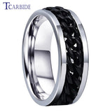 Dropshipping 8mm New Arrivals Men Women Stainless Steel Rotate Chain Ring Stepped Grooved Brushed Festival Fashion Gift Jewelry