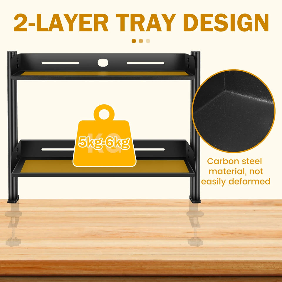 2 Tiers Stainlees Steel Storage rack Clamp-on Desktop Shelf for home storage holder office booksheelf sundries  Organizer