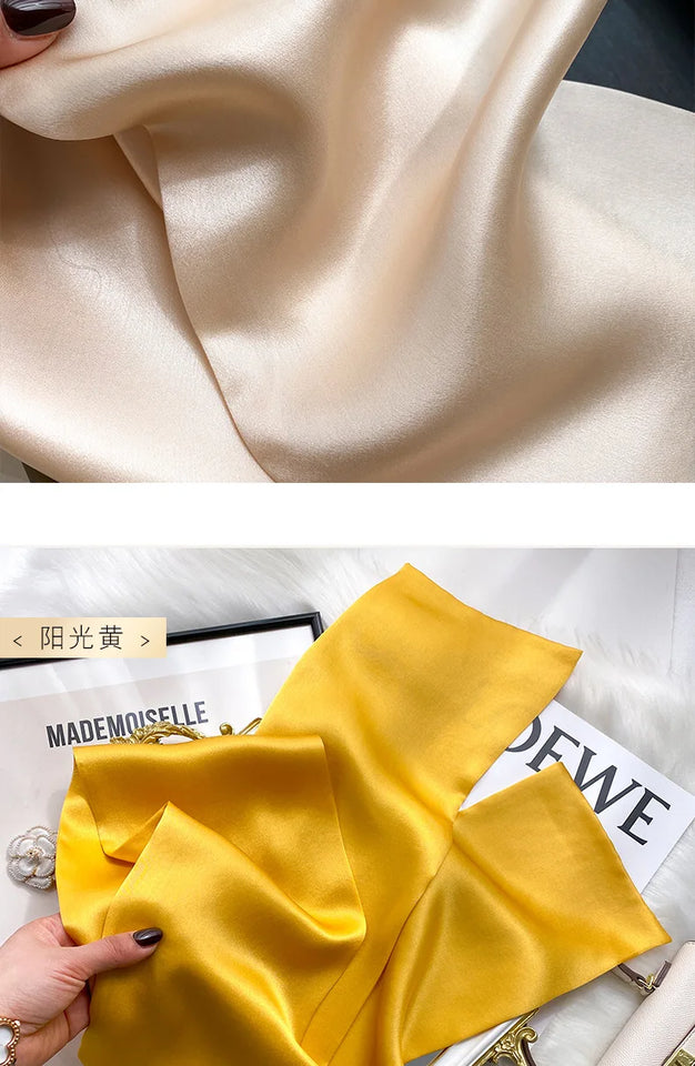Fashion Design 100% Real Silk Skinny Scarves Handle Bag Ribbons Foulard Tie Hair Band Neckerchief Print Headbands For Women