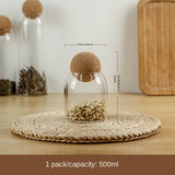 Four size spherical cork transparent glass sealed cans, suitable for storing coffee beans/tea leaves and kitchen storage