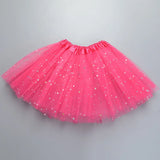 Kids Baby Star Glitter Dance Tutu Skirt For Girl Sequin 3 Layers Tulle Toddler Pettiskirt Children Chiffon 2-8T