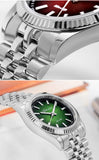 ADDIESDIVE AD2073 Men's Business Watch Sapphire Glass Stainless Steel Quartz Wristwatches Gradient Red Dial Watches Reloj Hombre