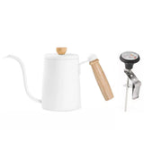 600ML Non-stick Stainless Steel Pour Over Coffee Tea Pot with Thermomet Long Narrow Spout Hand Drip Kettle Coffee Accessories