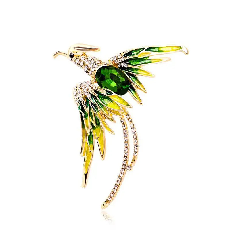 New Bathing Fire Phoenix Rhinestone Brooch Pendant Fashion Animal Sparkling Crystal Pins Clothes Bags Accessories Jewelry Gifts